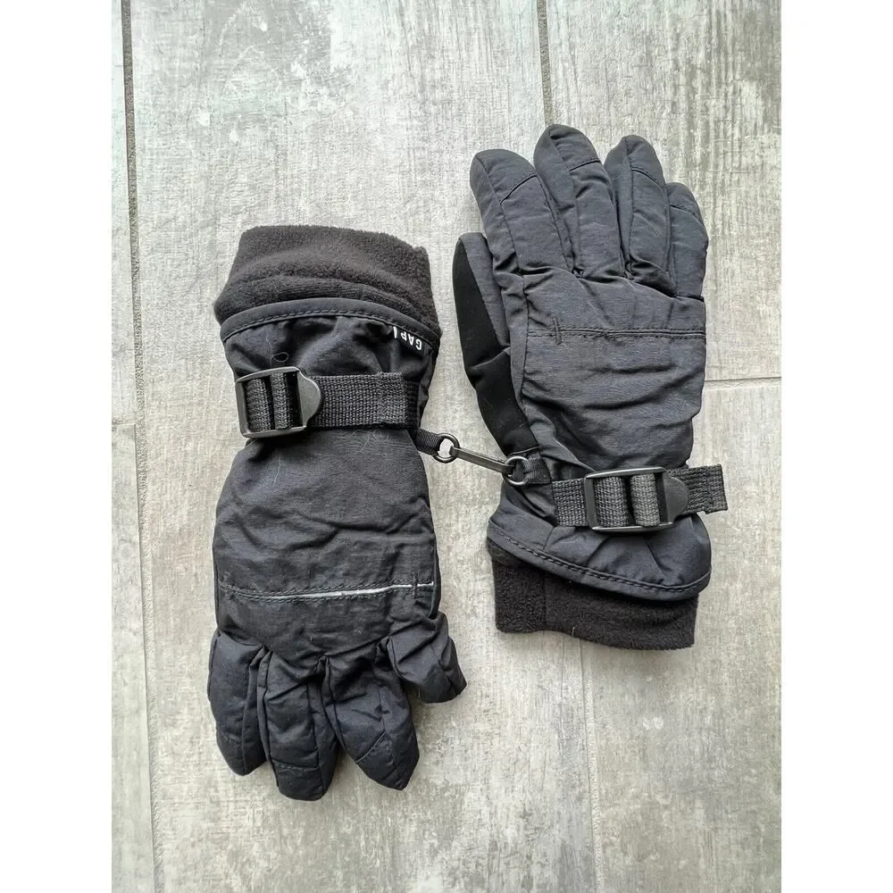 Gap Kids Boys Black Warmest Gloves Medium M Fleece Lined Winter Waterproof